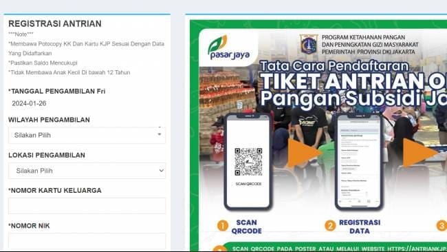 Link Antrian Sembako KJP di Pasar Jaya dan Cara Daftarnya dengan Mudah