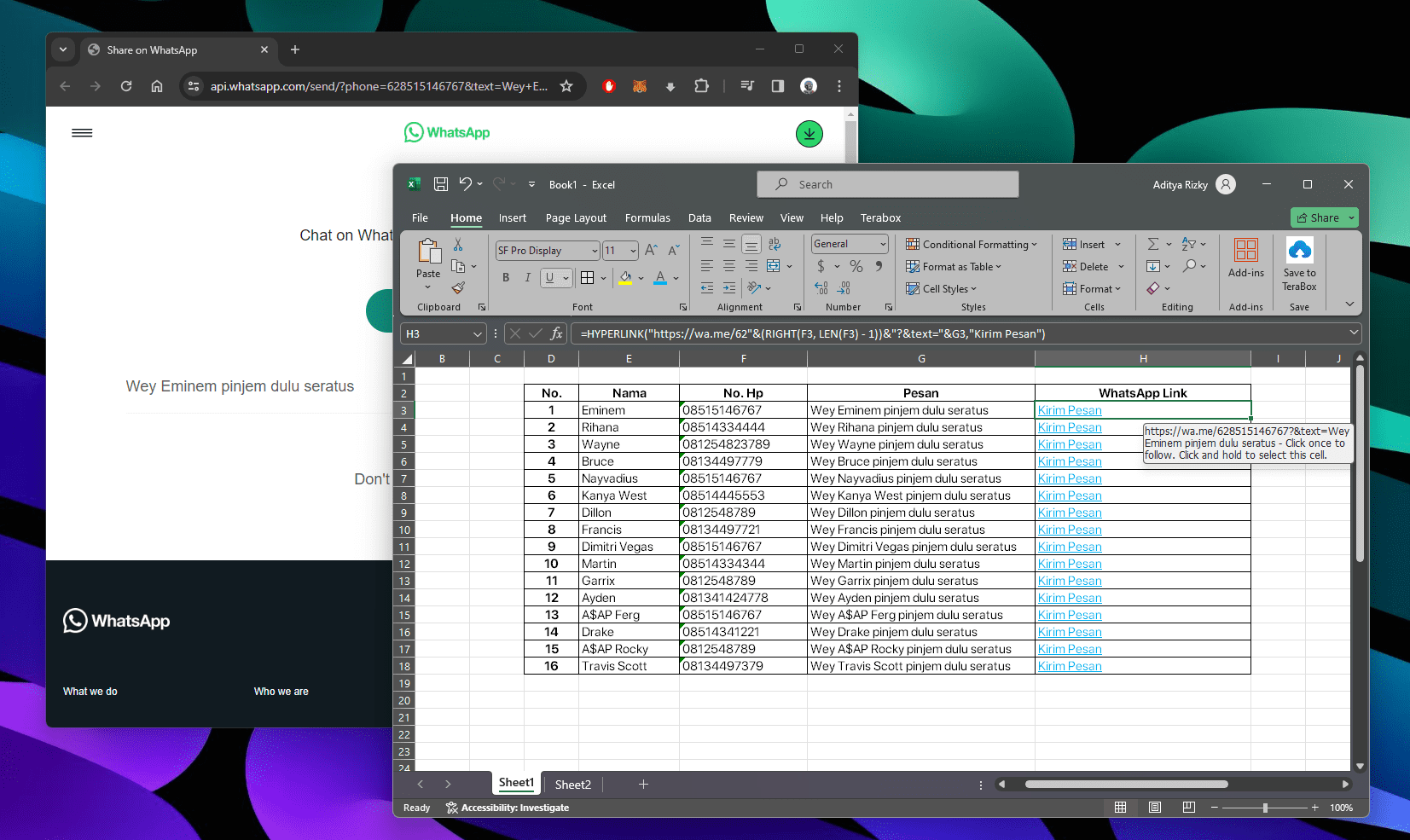Mudah Banget! Begini Cara Bikin Hyperlink WhatsApp di Excel