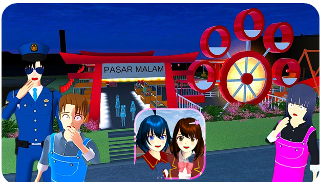 Serunya Nongkrong di Pasar Malam Sakura School Simulator, Ini ID Lokasinya!