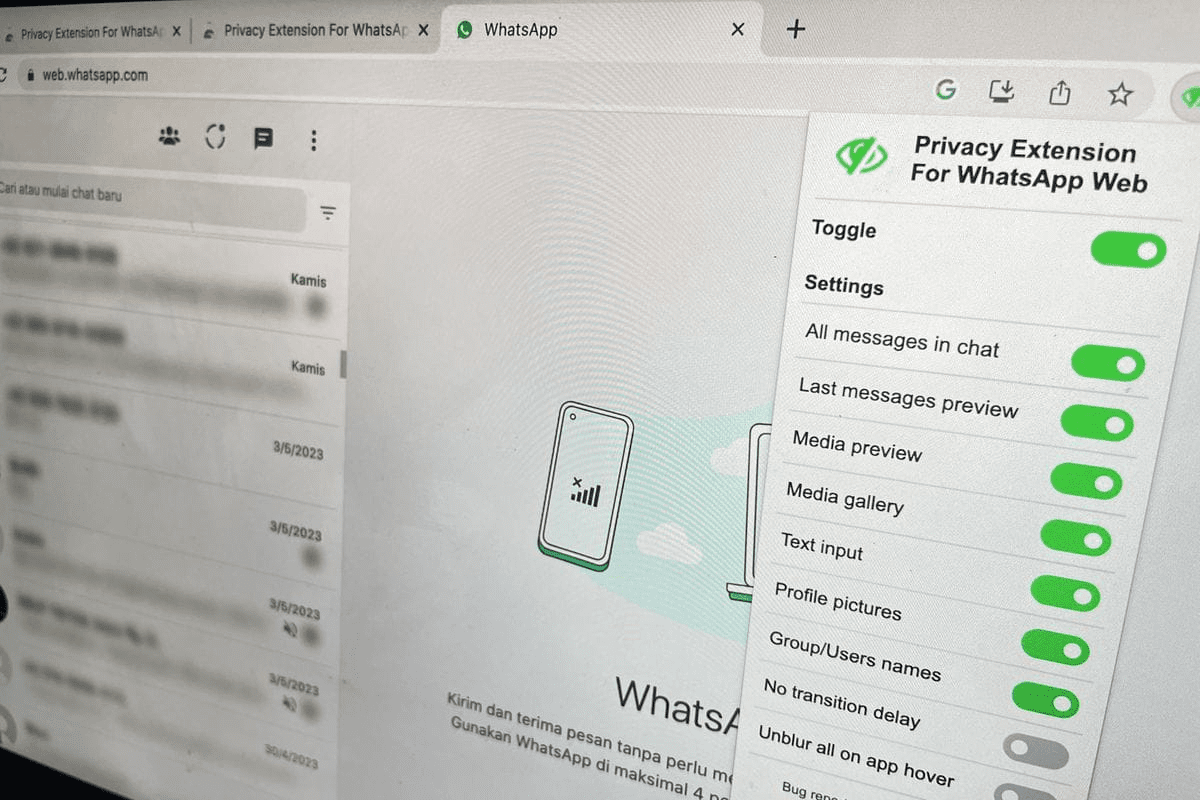 Cara Pakai Privacy Extension for WhatsApp Web untuk Blur Chat, Biar Gak Kepo!