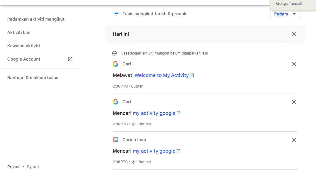 Cara Cepat Lihat dan Hapus Riwayat Aktivitas di Google